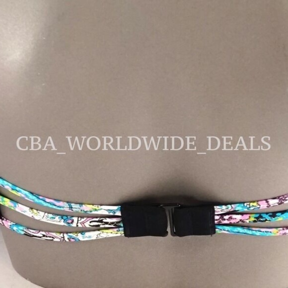 Victoria's Secret Black w/ Bali Embroidery Strappy Flirt Bandeau Swim Top - Picture 2 of 2